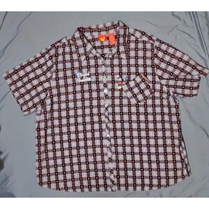 VTG Disney Shirt Women 26W-28W Mickey Mouse Plaid Button Up Original Superstar